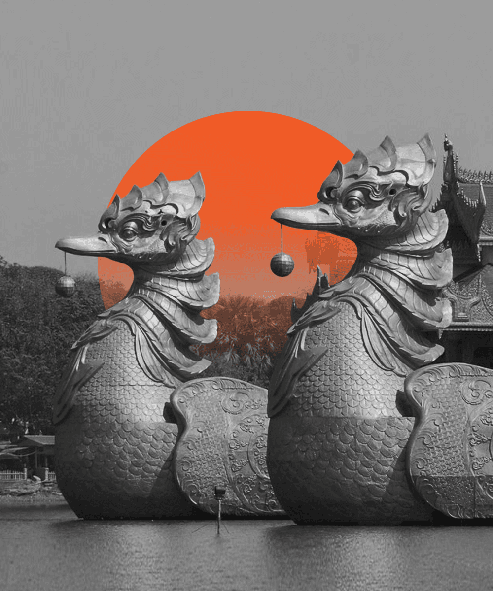 Shwedagon Pagoda in Yangon with traffic